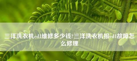 三洋滚筒洗衣机显示ED1故障解析（探究三洋滚筒洗衣机显示ED1故障的原因及处理方法）